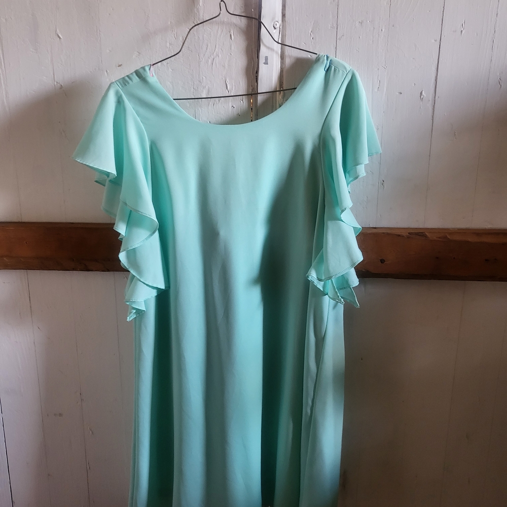 Chic Mint Ruffle Sleeve Mini Dress